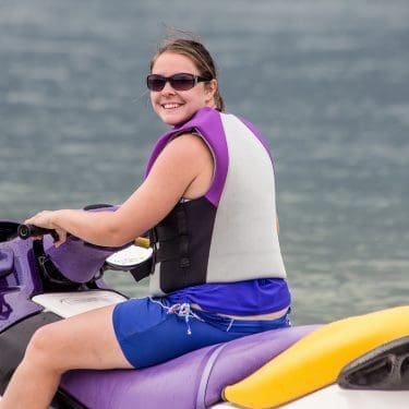 Susan likes to jet-ski

